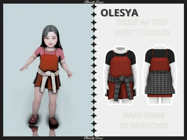 Alpha Olesya Dress w Tied Shirt Toddler - The Sims 4 Custom Content
