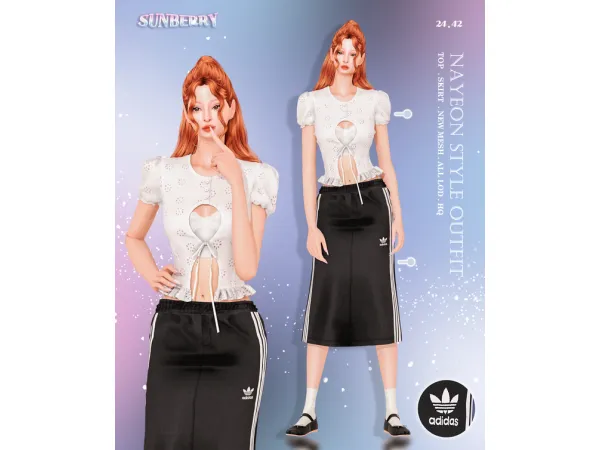 Alpha [SUNBERRY]NAYEON STYLE TOP Adidas SKIRT 2442 - The Sims 4 Custom Content
