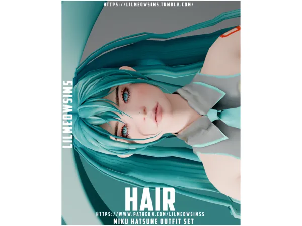 Maxis Match Miku Hatsune Hair by lilmeowsimss - The Sims 4 Custom Content