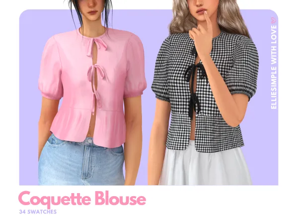 Alpha Elliesimple Coquette Blouse - The Sims 4 Custom Content