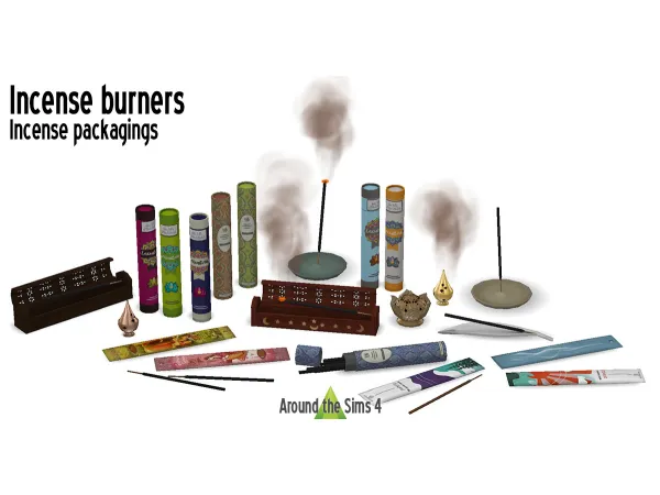 Mix Around Incense burners packagings - The Sims 4 Custom Content