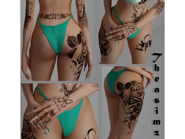 Mix Maya tatts N13 by Theasimz - The Sims 4 Custom Content