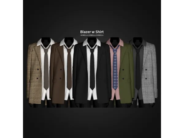Alpha Blazer w Shirt by gorillax3 - The Sims 4 Custom Content