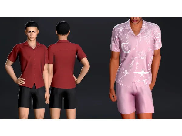 Alpha Daniel Short Sleeve Shirt by oranos - The Sims 4 Custom Content