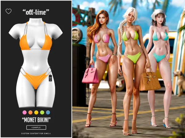 Alpha off line Monet bikini (Sample) - The Sims 4 Custom Content
