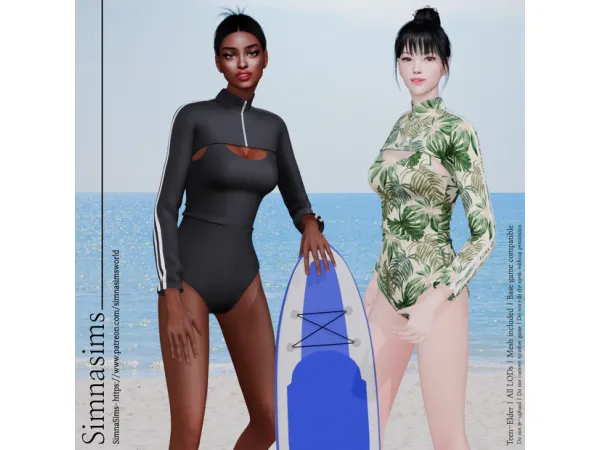 Jadie long sleeve swimsuit by simnasimsworld