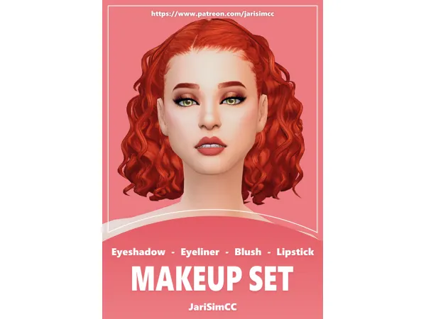 Maxis Match JariSimCC Makeup Set Eyeshadow Eyeliner Blush Lipstick by jarisimcc - The Sims 4 Custom Content