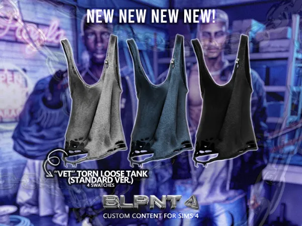 Alpha VET Torn Loose Tank (Standard Version) - The Sims 4 Custom Content