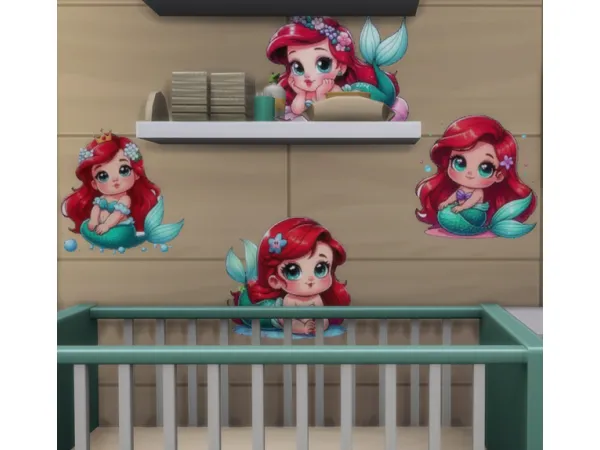 Mix The Little Mermaid Baby Princess Ariel Stickers by midnightpixie85 - The Sims 4 Custom Content