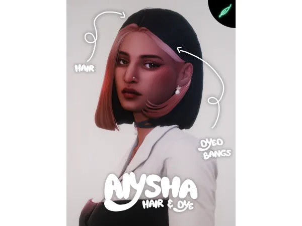 Maxis Match aiysha hair dyed bangs by thatonegreenleaf - The Sims 4 Custom Content