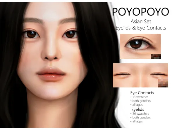 Asian Set | Eyelids & Eye Contacts by [poyopoyo]