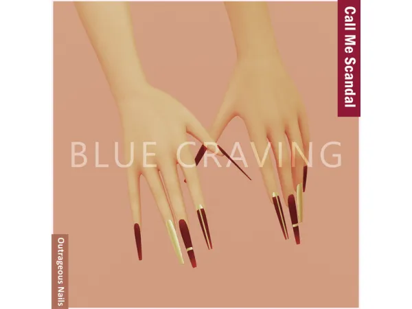 Mix Blue Craving Outrageous Nails - The Sims 4 Custom Content