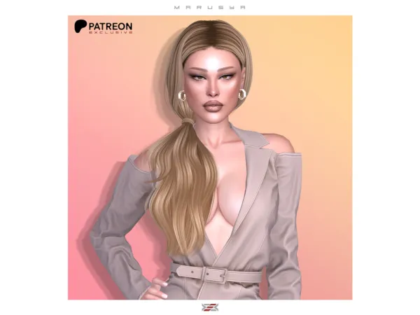 Alpha Marusya hairstyle by LexelSims - The Sims 4 Custom Content