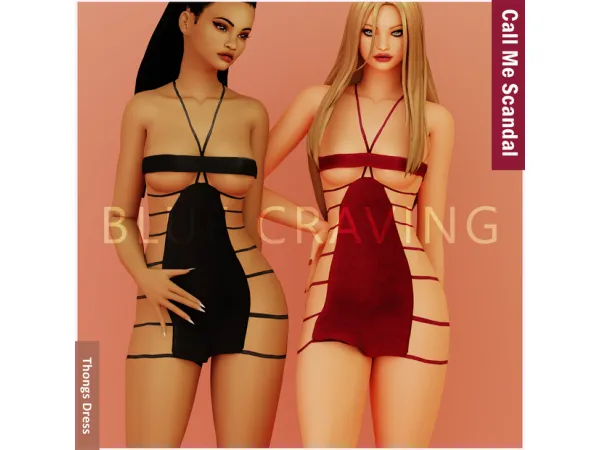 Mix Blue Craving Thongs Dress - The Sims 4 Custom Content