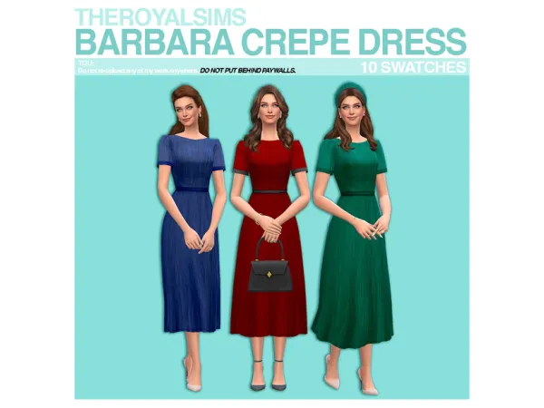Maxis Match THEROYALSIMS BARBARA CREPE DRESS by theroyalsims - The Sims 4 Custom Content