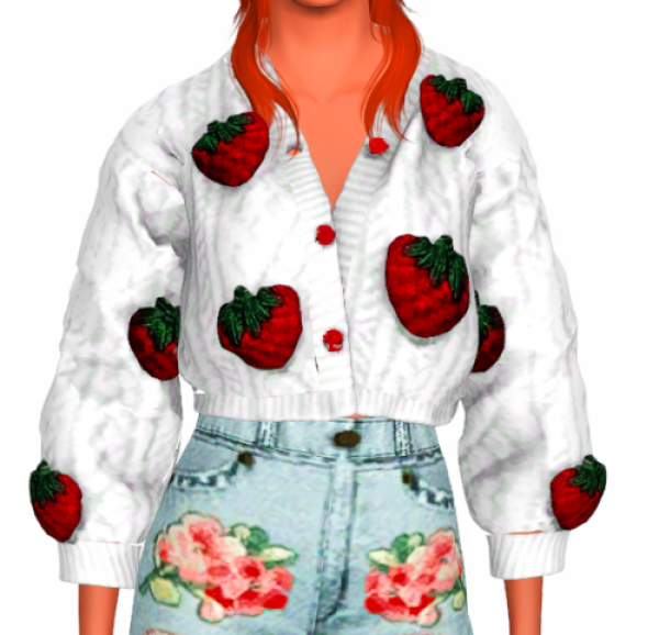 grafity StrawberriesCardigan serenity firejeans by simsfinds - The Sims 3 Custom Content