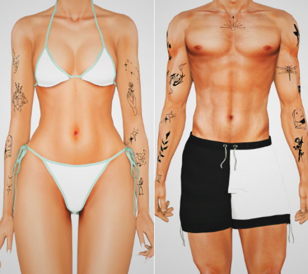 Gemini Tattoos by simsfinds - The Sims 3 Custom Content