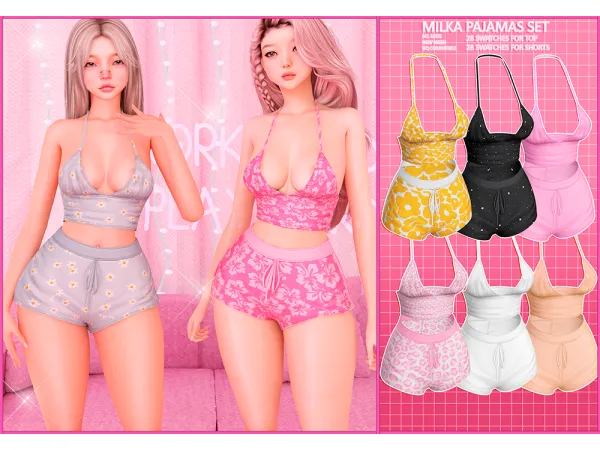 Alpha Milka pajamas set - The Sims 4 Custom Content