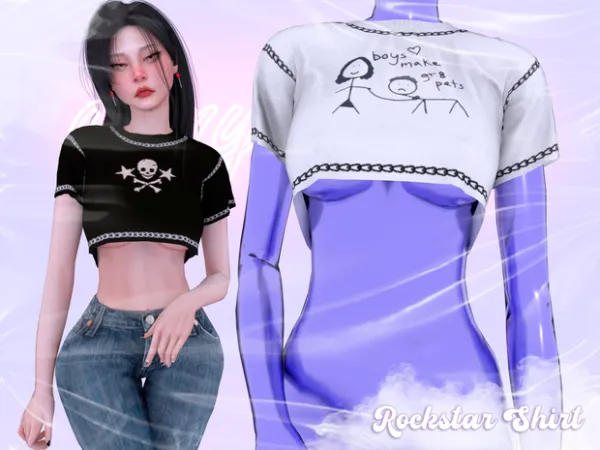 Alpha ☾ ROCKSTAR SHIRT ✰ - The Sims 4 custom content