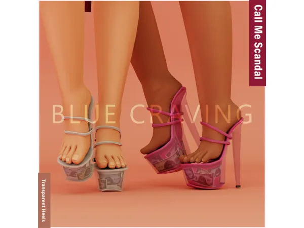 Mix Blue Craving Transparent Heels - The Sims 4 Custom Content