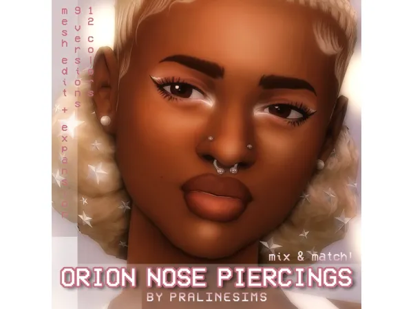 Maxis Match ORION Nose Piercings by pralinesims - The Sims 4 Custom Content