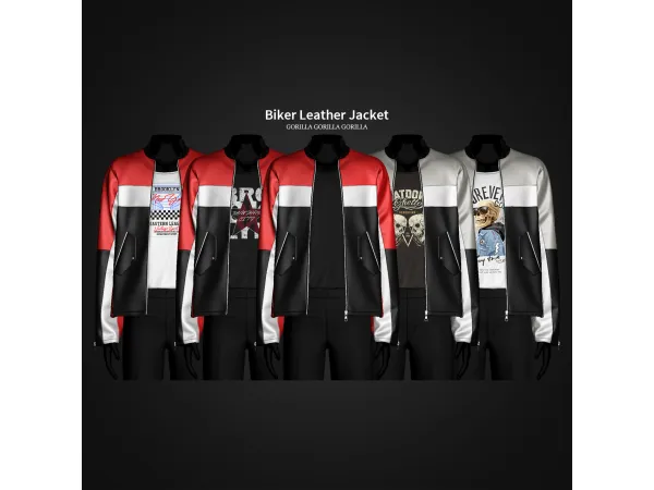 Alpha Biker Leather Jacket gorillax3 - The Sims 4 Custom Content