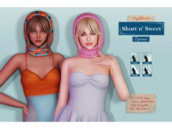 Maxis Match SHORT N' SWEET SET Espresso by simsfinds - The Sims 4 Custom Content