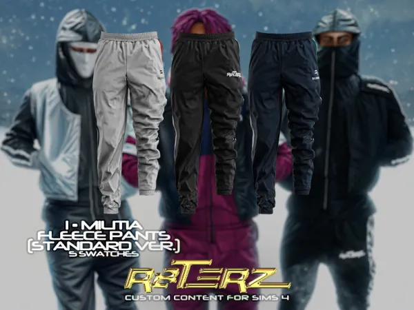 Alpha R8TERZ Militia Fleece Pants Standard Version - The Sims 4 Custom Content