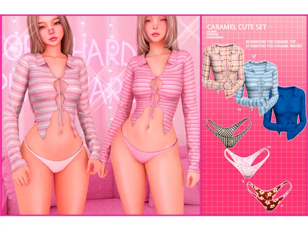 Alpha Caramel cute set - The Sims 4 Custom Content