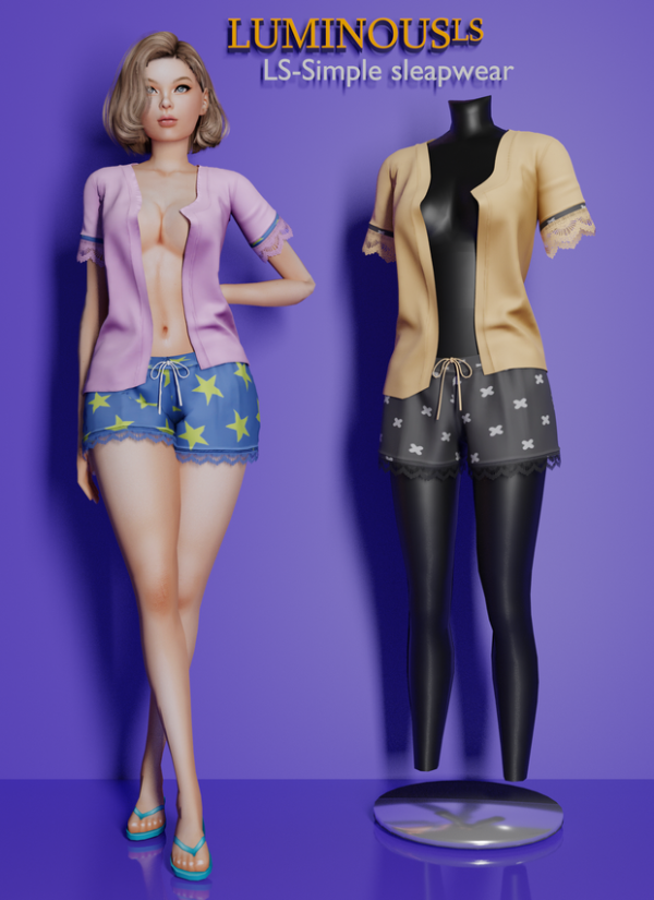 Alpha LS Simple sleapwear by simsfinds - The Sims 4 Custom Content