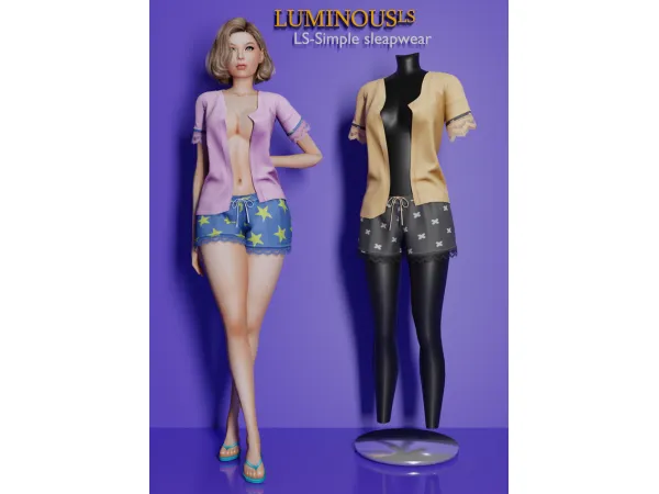 Alpha LS Simple sleapwear by luminous ls - The Sims 4 Custom Content