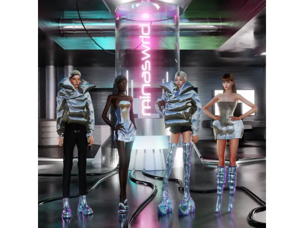 Alpha CHROMA COLLECTION CHROMA PUFFER (FM) by minaswrld - The Sims 4 Custom Content