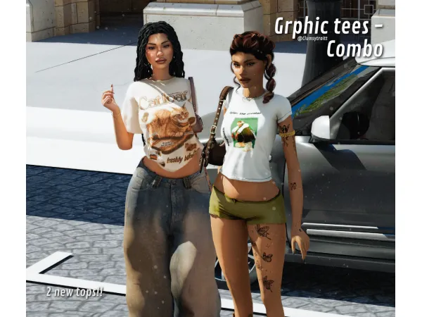 Alpha Graphic tees Combo pack by Taüve - The Sims 4 Custom Content