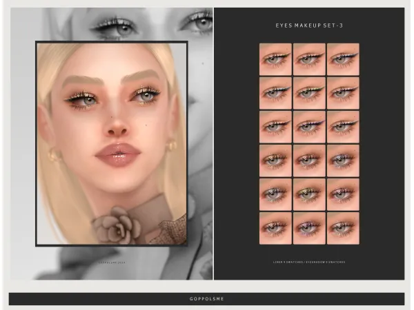 Alpha GPME GOLD EYES MAKEUP SET 3 - The Sims 4 Custom Content