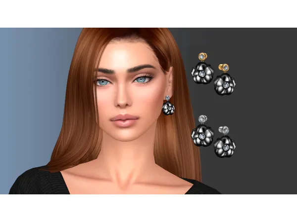 Alpha Camelia Earrings by NataliS - The Sims 4 Custom Content