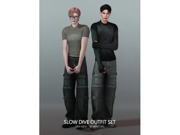 Alpha Slow Dive Outfit Set by RONA_SIMS - The Sims 4 Custom Content