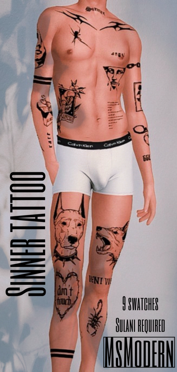 Mix SINNER TATTOO by MsModern - The Sims 4 Custom Content