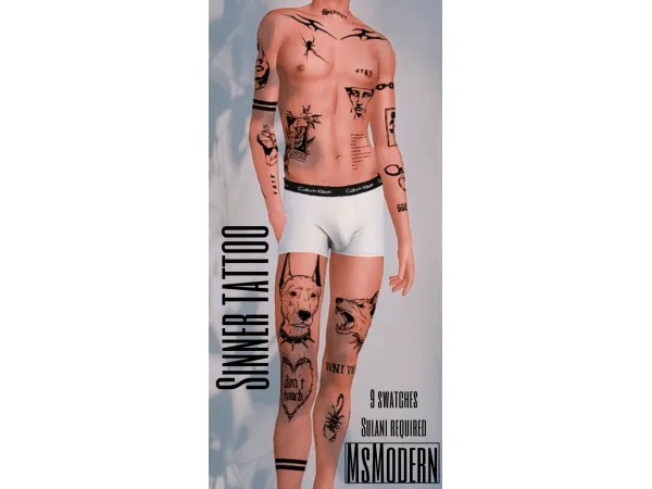 Mix SINNER TATTOO by MsModern - The Sims 4 Custom Content