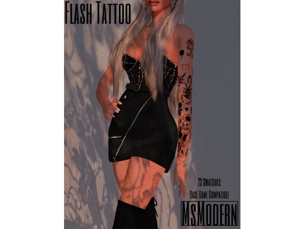 Mix FLASH TATTOO by MsModern - The Sims 4 Custom Content