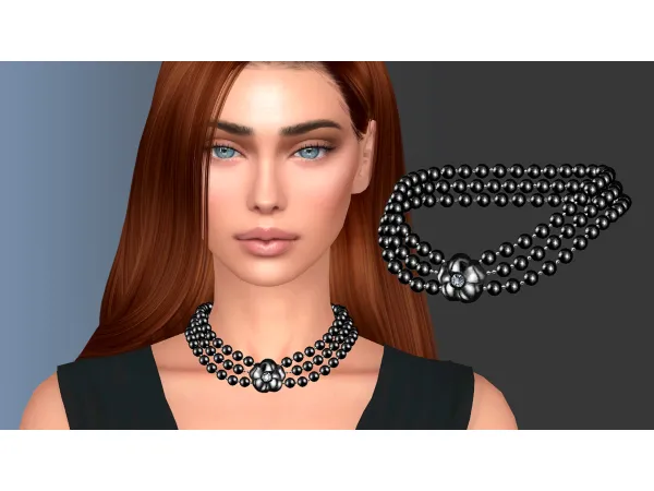 Alpha Camelia Triple Necklace sims by natalis - The Sims 4 Custom Content