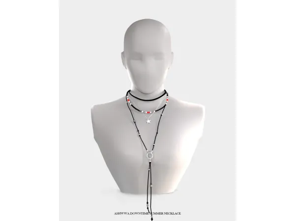 Alpha Beaded Leather Necklace by ashwwa - The Sims 4 Custom Content