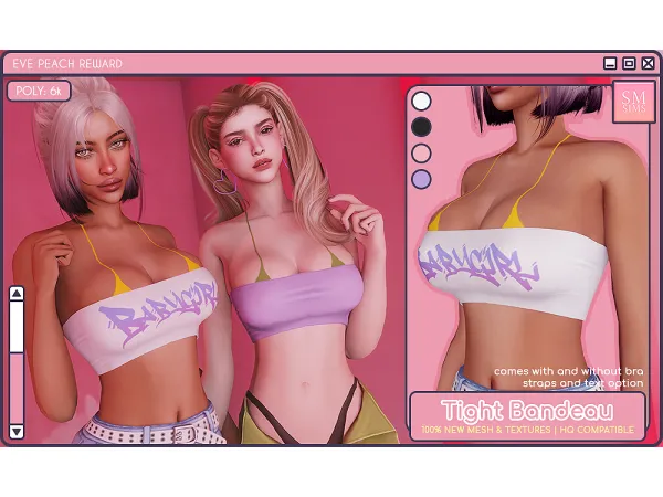 Alpha PEACH Tight Bandeau - The Sims 4 Custom Content