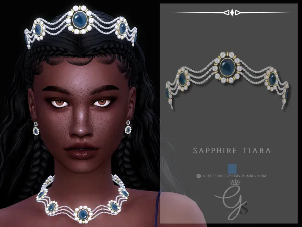 Alpha Sapphire Tiara by Glitterberry Sims - The Sims 4 Custom Content
