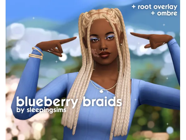 Maxis Match blueberry braids by sleepingsims - The Sims 4 Custom Content