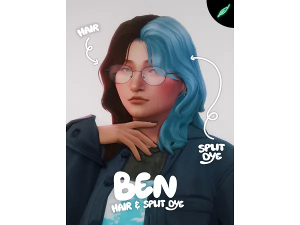 Maxis Match ben hair split dye by thatonegreenleaf - The Sims 4 Custom Content