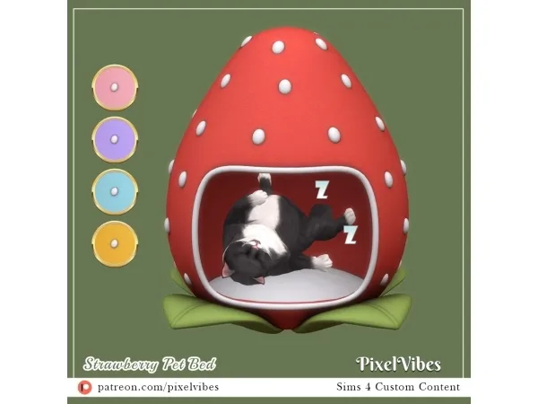 Maxis Match Strawberry Pet Bed - The Sims 4 Custom Content
