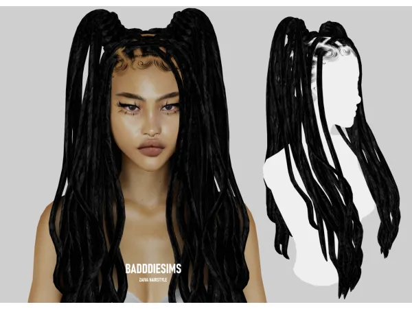 Alpha BADDDIESIMS ZAIVA HAIRSTYLE - The Sims 4 Custom Content