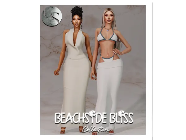 Alpha CAMUFLAJE Beachside Bliss Collection (Dress Bikini Bikini Skirt Necklace) by camuflaje - The Sims 4 Custom Content