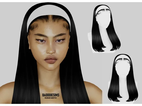 Alpha HEADBAND HAIRSTYLE by BADDDIESIMS - The Sims 4 Custom Content