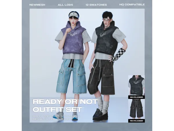Alpha [IN GAME Ver] READY OR NOT OUTFIT SET by FLICKER - The Sims 4 Custom Content